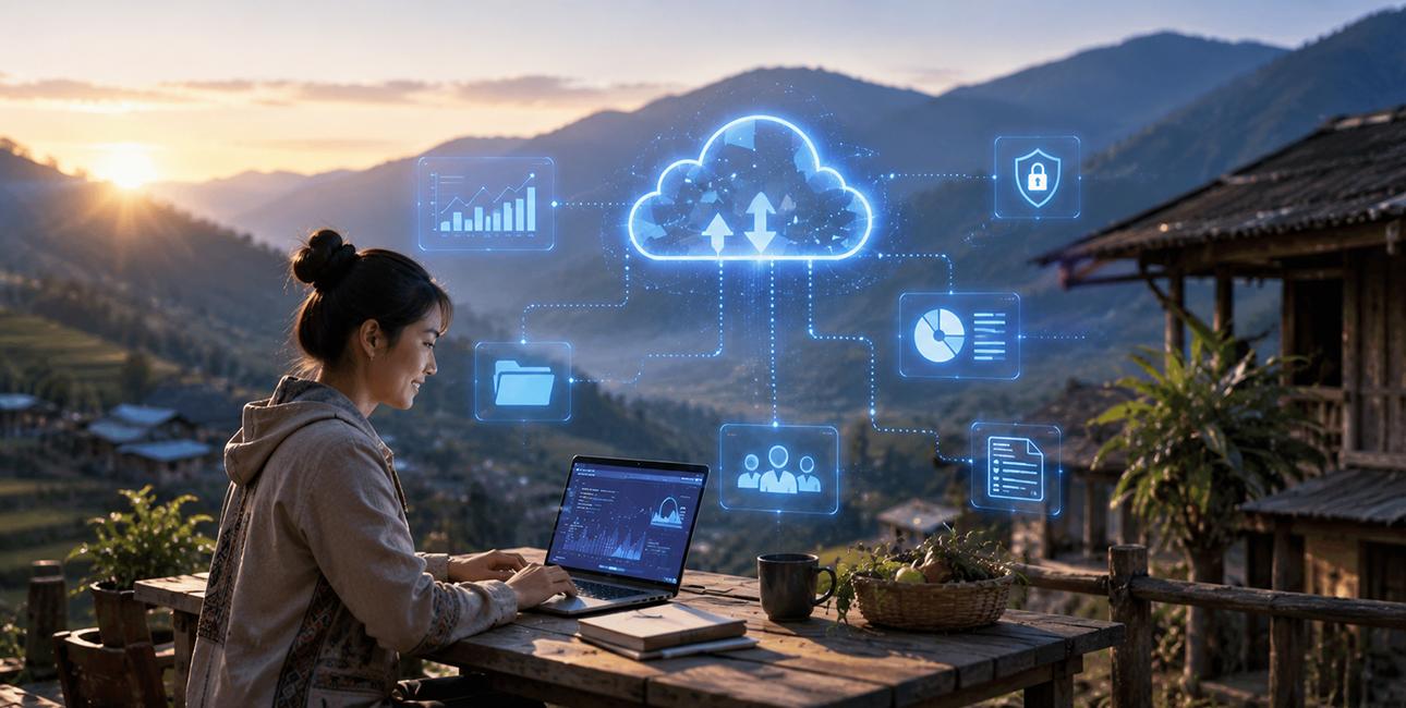 ภาพเทคโนโลยีคลาวด์และ AI จากโซลูชัน Cloud & AI ของเน็ตไบรท์